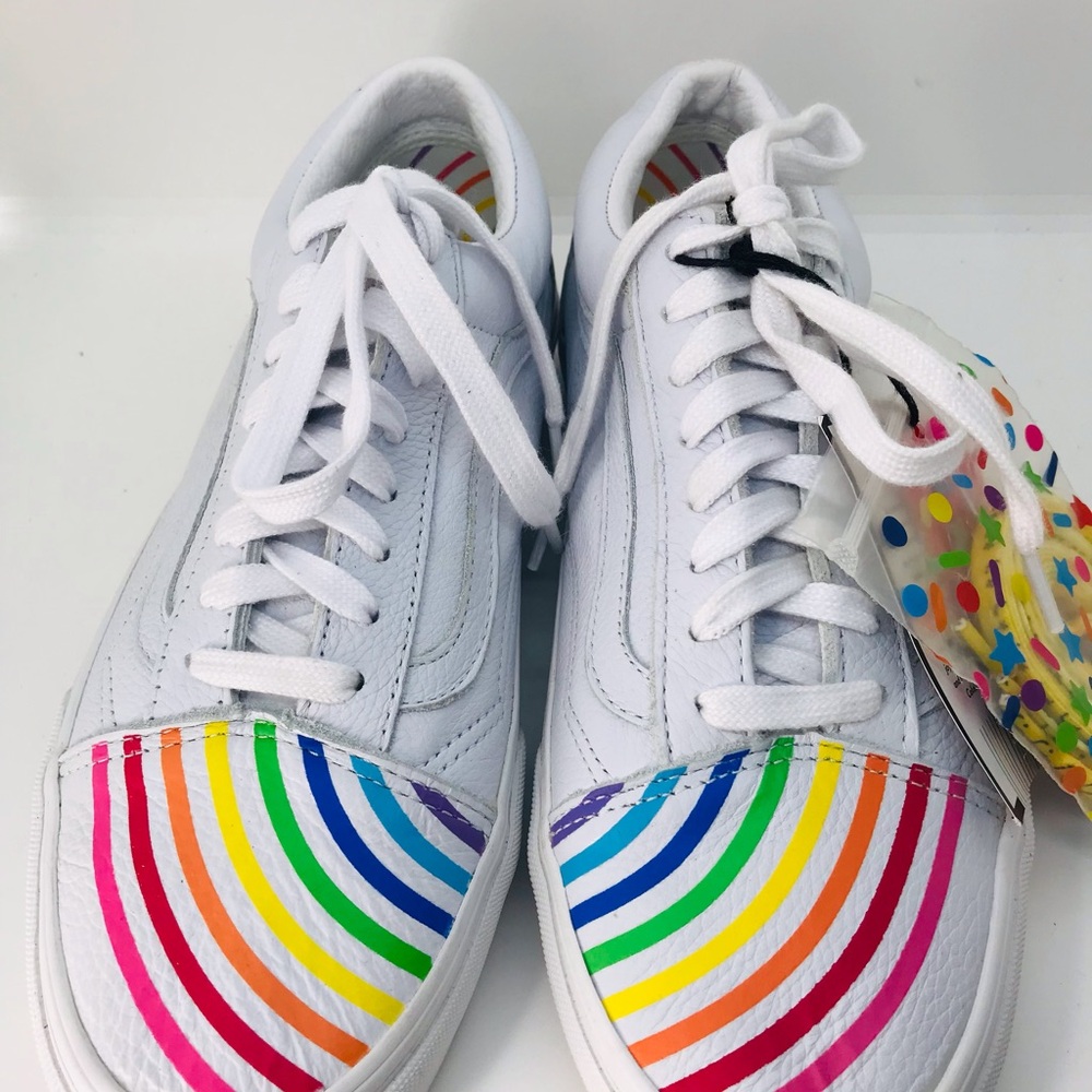 Vans White Rainbow Stripe Sneakers